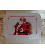 VERY CUTE WHITE METAL HOLIDAY TIN DECORATED with SANTA CLAUS (#1474) - £10.93 GBP