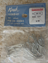 VINTAGE PACK OF 14 ”KIRSCH” CURTAIN PIN ON HOOKS Size 1 ¼ inch (#1071). - $9.99