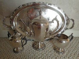 Vintage Coffee/Tea Set by F.B. Rogers Silver Co.Crown 5 Pc. Set (#0297) - £105.71 GBP