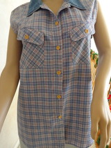 Vintage Plaid Jean Blouse by Faded Glory (#0975). - $15.99