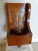 Wooden Wall Sconce Candle Holder Vintage (#0484) - $37.99