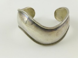 Wavy Cuff Bracelet In Sterling Silver - Vintage Mexico - 23.0 Grams - Free Ship - £71.94 GBP