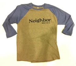 Bible T-Shirt Adult Small Mark 12:30 12:31 Neighbor Christian Raglan 3/4 Sleeve - £6.88 GBP