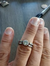 925 Sterling Silver Two-sided Reversible Round Stone Heart Shape Ring Si... - $29.99
