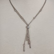 Sterling Silver Necklace Lariat Y Drop Rose Quartz Beads Western Native American - £35.70 GBP