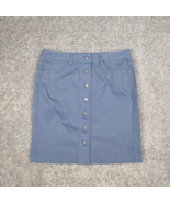 NEW J Jill Skirt Women 6 Petite 6P Costal Blue Button Front Stretch Cotton - £19.95 GBP