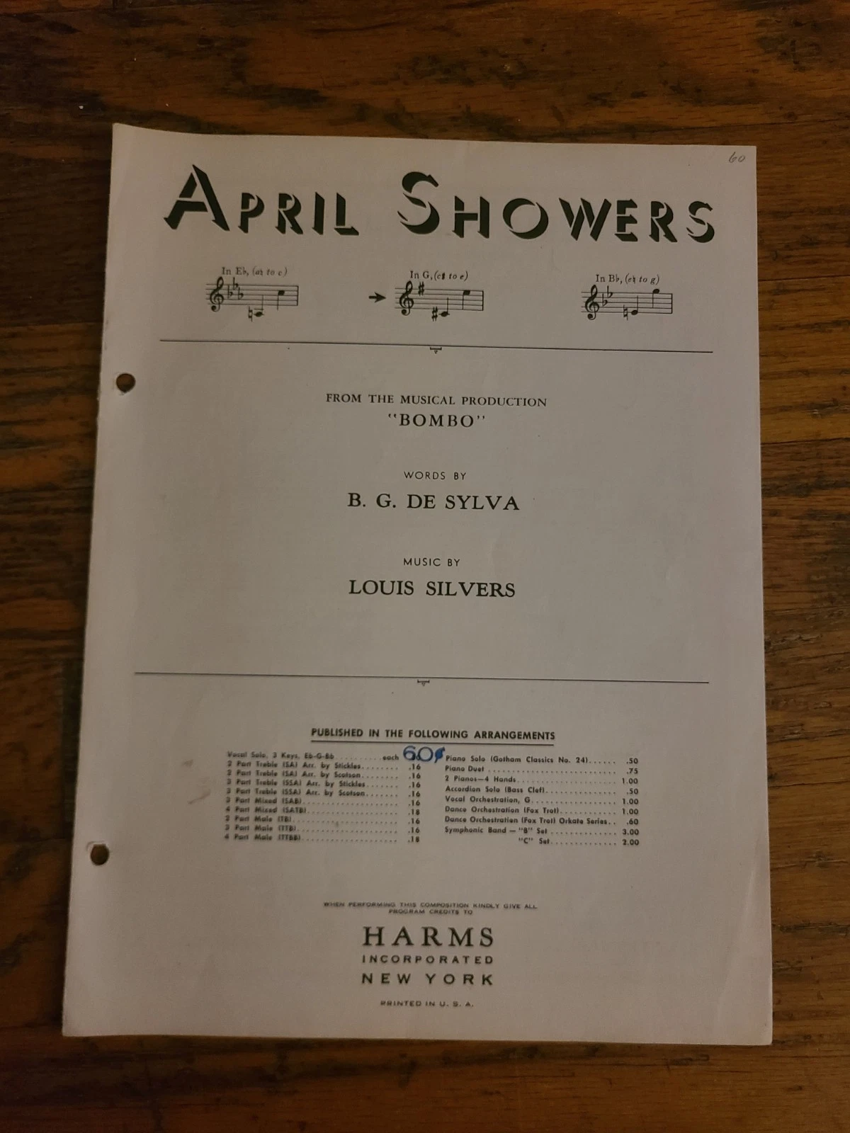 April Showers (sheet music) - $6.00