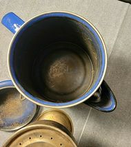 VINTAGE BLUE & WHITE SPECKLED ENAMELWARE COFFEE POT image 6