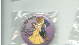 Disney BEAUTY &amp; the BEAST pinback button/ book/European McDonald&#39;s toy + - $11.00