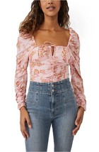 Free People Hilary Floral Printed Top Pink Combo - £63.28 GBP