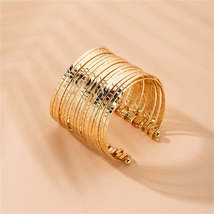 18K Gold-Plated Stacked Cuff Bracelet - £12.67 GBP