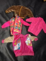 Lot Of 4 Vintage Barbie Jackets Fur 80s Hot Pink Polka Dot Music Notes - £23.77 GBP