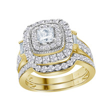 14k Yellow Gold Round Diamond Bridal Wedding Engagement Ring Band Set 2.00 Ctw - £3,036.98 GBP