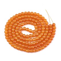 Baking painted faux Jade Glass Beads round orange 6mm lot of 5-31 in st PY9 - £8.34 GBP
