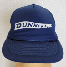 Vintage Dunn Tire Trucker Snapback Hat Foam Navy Blue Mesh Rope Mechanic - $12.86