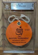 1982 AGNC Masters Tournament Wednesday Practice Badge Beckett Slabbed  - £732.22 GBP