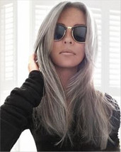 silvery grey glueless straight human hair lace wigs free shipping - £138.26 GBP