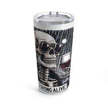 halloween skeleton biker wine lover funny Tumbler 20oz gift - £24.73 GBP