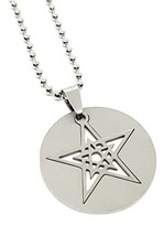 Pentacle Double Star Necklace Pendant Stainless Steel Occult Witchcraft 20 Chain - £4.96 GBP
