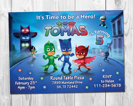 PJ Masks Birthday Party Invitation - £6.27 GBP