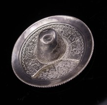 Sterling trinket dish / Large Sombrero / 925 &amp; Mexico Assay Eagle #52 / silver h - £137.29 GBP