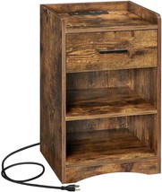 Vasagle Nightstand With Charging Station, Bedside Table With Usb Ports And - £143.86 GBP