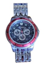 AZ II Chronograph Analog Watch Men&#39;s Stainless Steel Red Accent Needs Ba... - $25.00