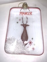 Handcrafted Glass Prancer Reindeer Christmas Ornament With Faux Snow &amp; R... - $13.57 CAD