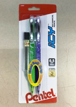 NEW Pentel Icy 2-Pack 0.5mm Fine Mechanical Pencils Green and Blue AL25TLBP2 - £6.92 GBP