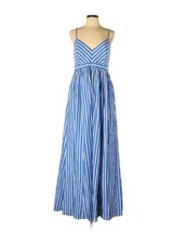 NWT J.Crew Long Drapey Spaghetti-strap Maxi in White Blue Stripe Dress 00 - £143.19 GBP