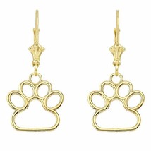 14k Yellow Gold Dainty Dog Paw Print Leverback Earrings (Small) - £258.89 GBP