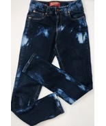 Custom Tie Dyed Jeans Sz 14 Skinny Stretch Denim Blue Distressed Dark Wa... - £16.74 GBP