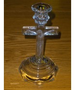 Home Interior Clear Glass Crucifix Cross Jesus Candle Holder Homco - £16.71 GBP
