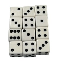 Set Of 12 White Dice With Black Dots For Board Games Or Crafts - €8,25 EUR