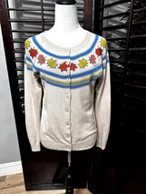 Talbots Women&#39;s Tan Leaf Cardigan Button Up Sweater Small - $20.56