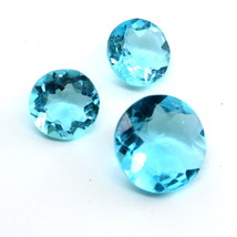 3pc Set for Pendant Earrings Synthetic Glass Cut Stones Topaz Blue - £14.38 GBP