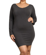 M-Rena Plus Size Long Sleeve Reversible Seamless Fitted Dress - £36.68 GBP