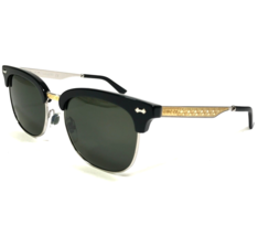 Gucci Sunglasses GG0051S 001 Black Gold Silver Square Frames with Green Lenses - £149.30 GBP