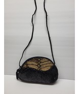 Carla Marchi Beaded Evening Bag Purse Black Colorful Art Deco Zip Should... - $31.98