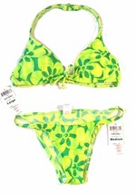 Sunsets Citrus Splash Lime Padded Halter Bikini Swimsuit L Top &amp; M Botto... - £53.65 GBP