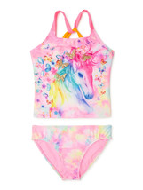 Wonder Nation Girls Unicorn Tankini Swimsuit With UPF 50+ Pink Size XXL(18) - £13.15 GBP