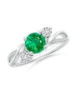 Angara Natural Emerald and Diamond Engagement Ring in 14K Solid Gold (6MM) - $3,968.10
