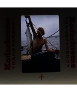 35mm Slide Photo Shirtless Man Fisherman With Catch Muscular Rugged 1976 - $11.69