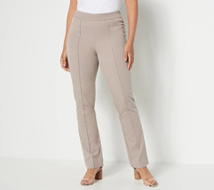 New Womens Isaac Mizrahi Live 4 T Tall 24/7 Straight Pant Stonewall Grey Tan - £63.17 GBP