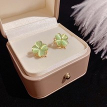 CARLIDANA 3pcs/Set Green Opal Clover Rotatable Earrings Clover Earrings Spinner  - £24.56 GBP
