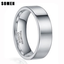 8mm Mens Polished Silver Color Tungsten Carbide Ring Wedding Band Engagement Rin - £18.63 GBP
