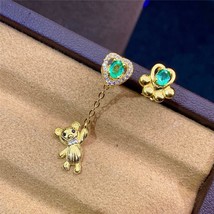 Asymmetrical Emerald Earrings, S925 Silver Earrings, Cute Bear Earrings, Exquisi - £44.89 GBP