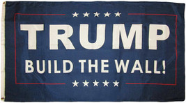 3x5 Trump 2024 Build The Wall! Blue 3&#39;x5&#39; Polyester Flag BIDEN SUCKS FLAG - £11.00 GBP