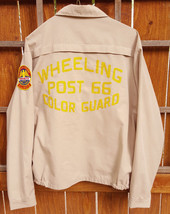 Vtg Wheeling Post 66 Color Guard Jacket-AMVETS-WW11-Tan-Bob-Patch-Embroi... - $93.49