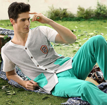 Sexy New Summer Fashion Cotton 2PCs Men&#39;s Short Sleeves Pajama Sets L/XL/2XL/3XL - £48.10 GBP